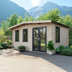 Powersheds Right Hand Door Apex Chalet Log Cabin - 10 x 16ft