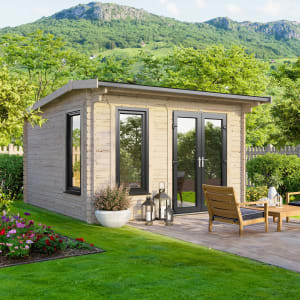 Powersheds Right Hand Door Apex Notched Logs Log Cabin - 12 x 10ft