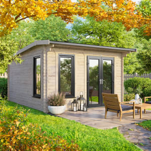 Powersheds Right Hand Door Apex Notched Logs Log Cabin - 12 x 12ft
