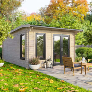 Powersheds Right Hand Door Apex Notched Logs Log Cabin - 12 x 14ft