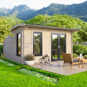 Powersheds Right Hand Door Apex Notched Logs Log Cabin - 14 x 12ft