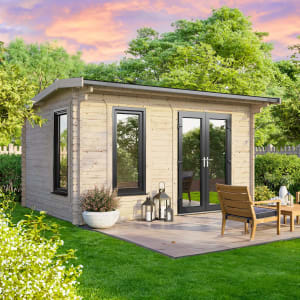 Powersheds Right Hand Door Apex Notched Logs Log Cabin - 14 x 8ft