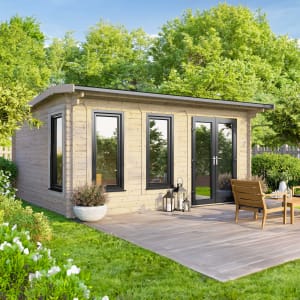 Powersheds Right Hand Door Apex Notched Logs Log Cabin - 16 x 12ft