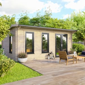 Powersheds Right Hand Door Apex Notched Logs Log Cabin - 18 x 12ft
