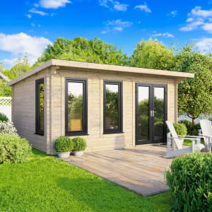 Powersheds Right Hand Door Pent Notched Logs Log Cabin - 16 x 10ft