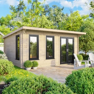 Powersheds Right Hand Door Pent Notched Logs Log Cabin - 16 x 12ft