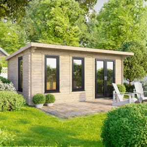 Powersheds Right Hand Door Pent Notched Logs Log Cabin - 18 x 10ft