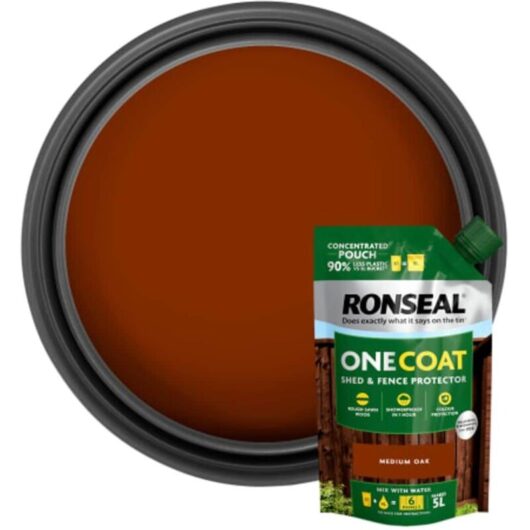 Ronseal One Coat Shed and Fence Refill Pouch Medium Oak - 950ml