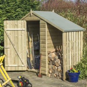 Rowlinson Oxford Small Shiplap Apex Shed with Side Storage - 4 x 3ft
