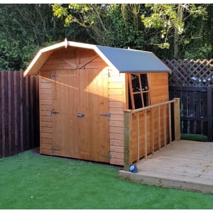 Shire Barn-Style Curved Roof Shiplap Double Door Shed - 7 x 7ft