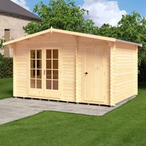 Shire Bourne Double Door Log Cabin including Storage Room - 14 x 10ft