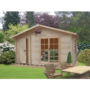 Shire Bourne Double Door Log Cabin including Storage Room - 14 x 12ft