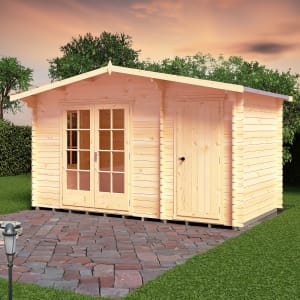 Shire Bourne Double Door Log Cabin including Storage Room - 14 x 8ft