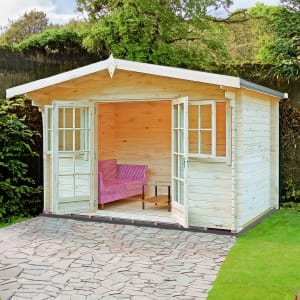 Shire Clipstone Double Door Log Cabin - 12 x 10ft