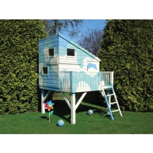 Shire Command Post & Platform Elevated Wooden Playhouse with Balcony - 6 x 6ft