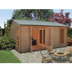 Shire Firestone 3 Room Double Door Log Cabin - 12 x 13ft