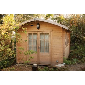 Shire Kilburn Curved Roof Double Door Log Cabin - 10 x 14ft