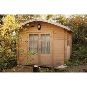 Shire Kilburn Curved Roof Double Door Log Cabin - 12 x 12ft