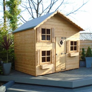 Shire Loft & Bunk Split Level Wooden Playhouse - 8 x 6ft