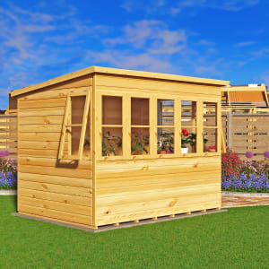 Shire Pent Shiplap Dip Treated Potting Shed with Opening Windows - 8 x 6ft