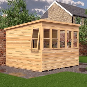 Shire Pent Shiplap Dip Treated Potting Shed with Opening Windows - 8 x 8ft