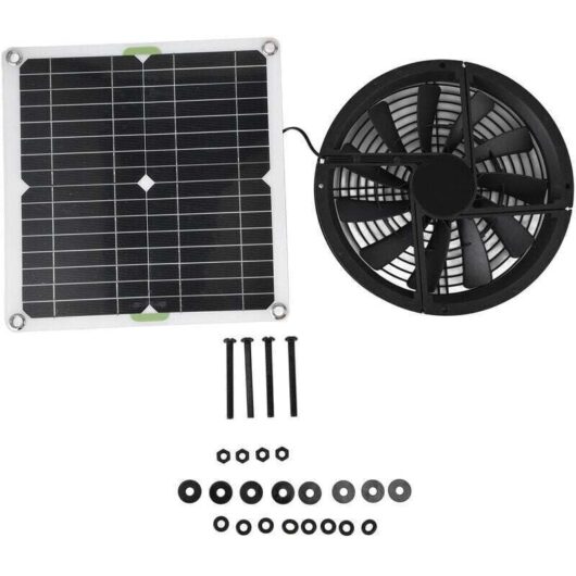 Solar panel fan kit, 100W waterproof solar panel, 10" round exhaust fan for chicken coop, greenhouse, shed