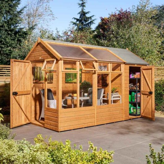 Verdant 6x12 Wooden Summerhouse with Store in Natural
