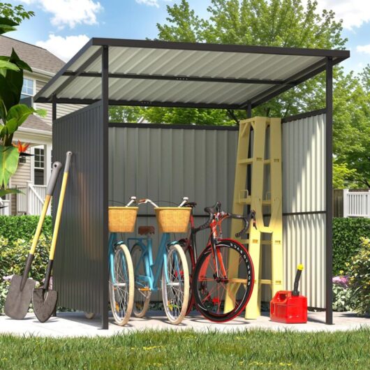 YODOLLA 1.82 x 1.82m Gazebo Outdoor Pergola for Patio, Small Lean to Hardtop Grill Gazebos, Open Design Metal Bike Shed