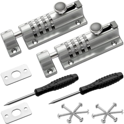 Youyijia Combination Bolt Lock, 4-Digit Weatherproof Keyless Entry Lock, 120mm Thick Solid Zinc Alloy Door Latch for Wooden Gates, Shed, Bedroom,