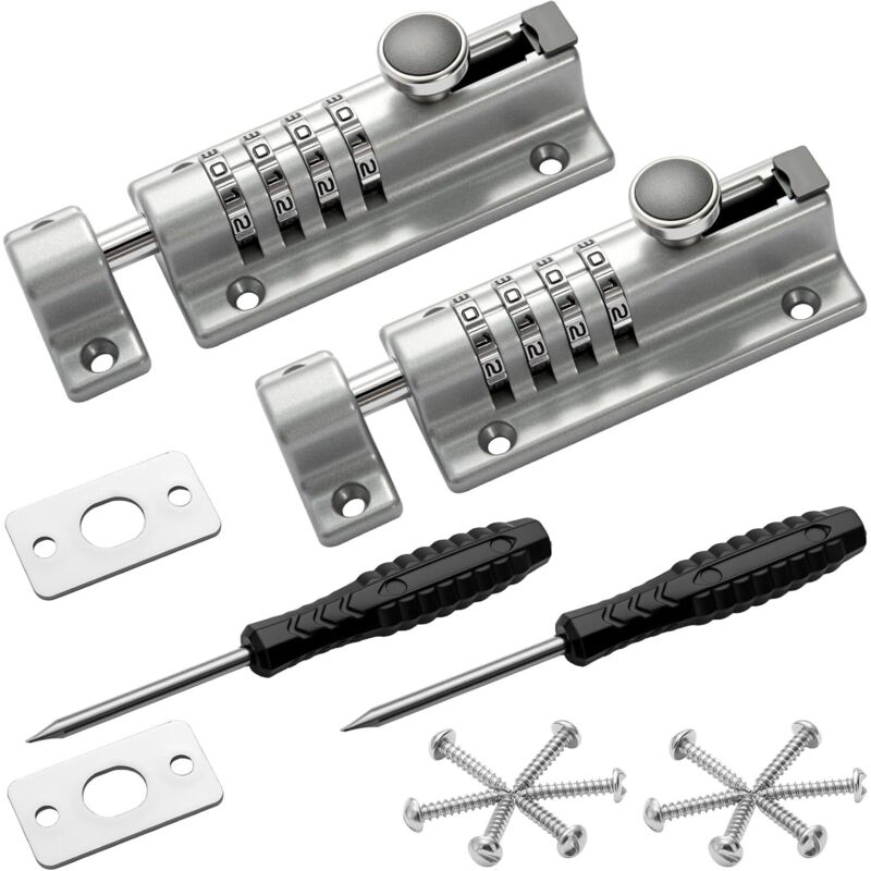 Youyijia Combination Bolt Lock, 4-Digit Weatherproof Keyless Entry Lock, 120mm Thick Solid Zinc Alloy Door Latch for Wooden Gates, Shed, Bedroom,