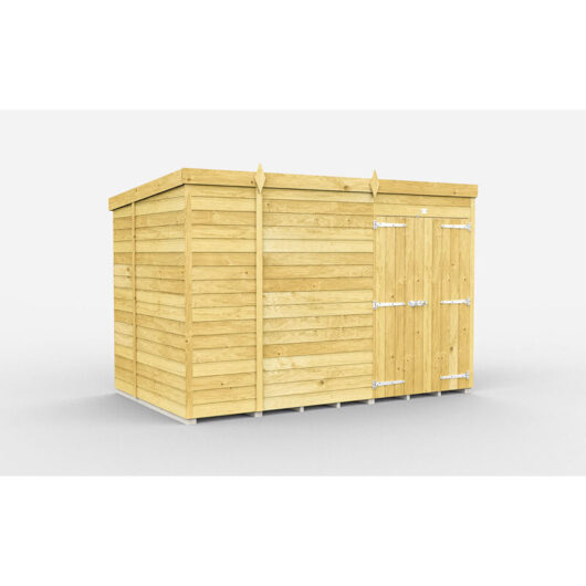 10 x 7 Feet Pent Shed - Double Door Without Windows - Wood - L214 x W302 x H201 cm