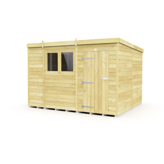 10 x 8 Feet Pent Shed - Single Door With Windows - Wood - L231 x W302 x H201 cm