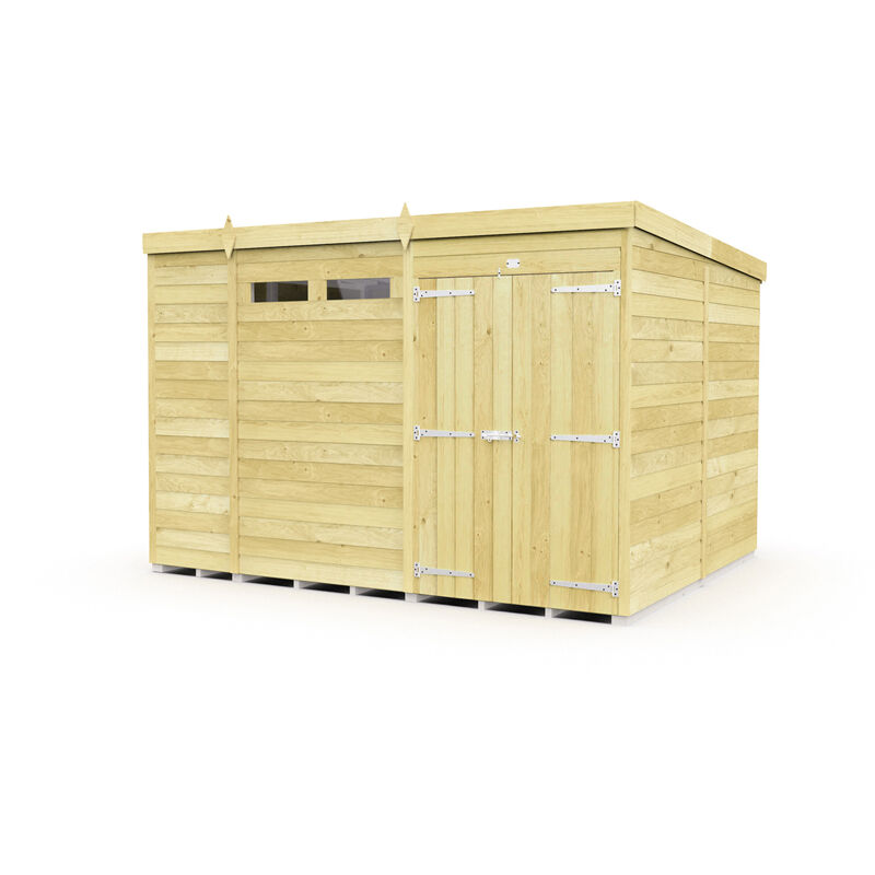 11 x 8 Feet Pent Security Shed - Double Door - Wood - L231 x W329 x H201 cm