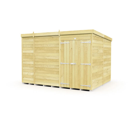 11 x 8 Feet Pent Shed - Double Door Without Windows - Wood - L231 x W329 x H201 cm