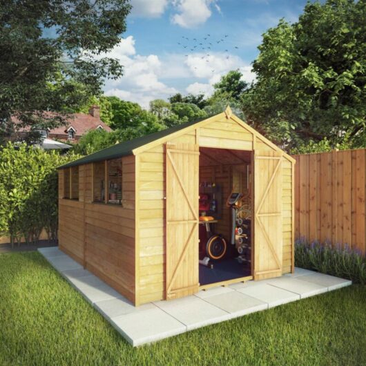12 x 8 Feet Overlap Apex Shed - Timber - L357 x W248.4 x H211.8 cm - Brown