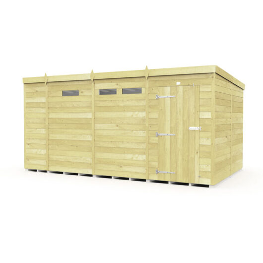 13 x 8 Feet Pent Security Shed - Single Door - Wood - L231 x W387 x H201 cm