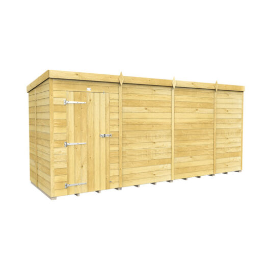 15 x 5 Feet Pent Shed - Single Door Without Windows - Wood - L147 x W454 x H201 cm