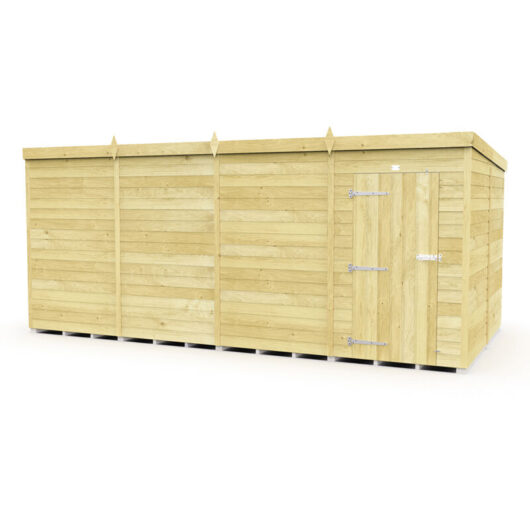 16 x 8 Feet Pent Shed - Single Door Without Windows - Wood - L231 x W474 x H201 cm