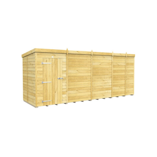 17 x 5 Feet Pent Shed - Single Door Without Windows - Wood - L147 x W492 x H201 cm