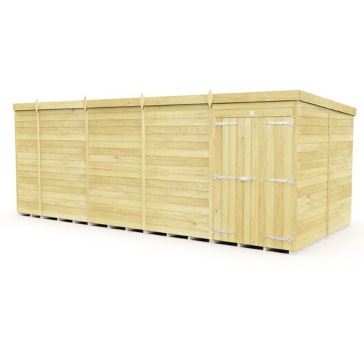 17 x 8 Feet Pent Shed - Double Door Without Windows - Wood - L231 x W492 x H201 cm