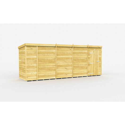 18 x 4 Feet Pent Shed - Single Door Without Windows - Wood - L118 x W533 x H201 cm