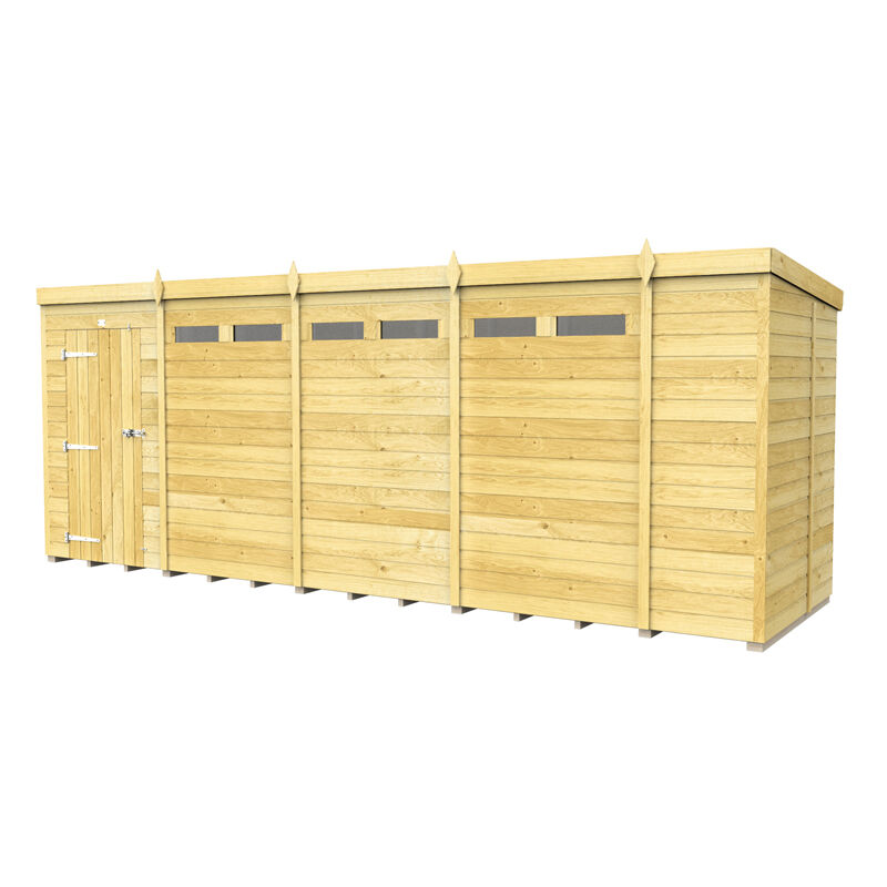 18 x 5 Feet Pent Security Shed - Single Door - Wood - L147 x W533 x H201 cm