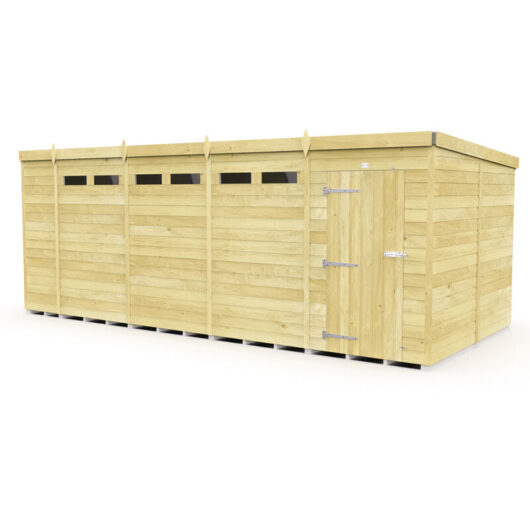 19 x 8 Feet Pent Security Shed - Single Door - Wood - L231 x W560 x H201 cm