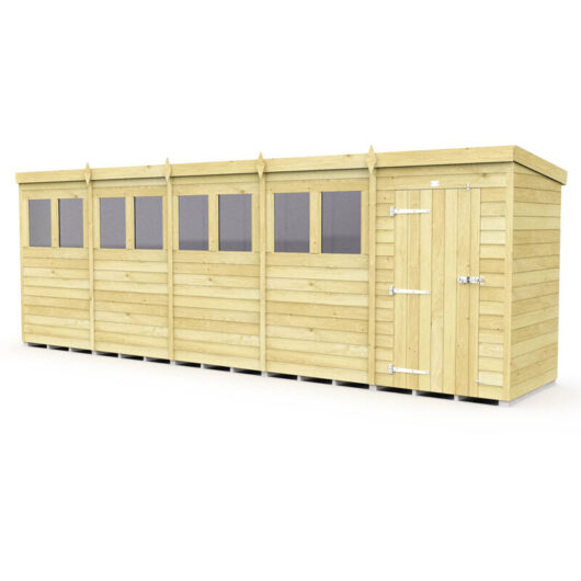 20 x 4 Feet Pent Security Shed - Double Door - Wood - L118 x W589 x H201 cm