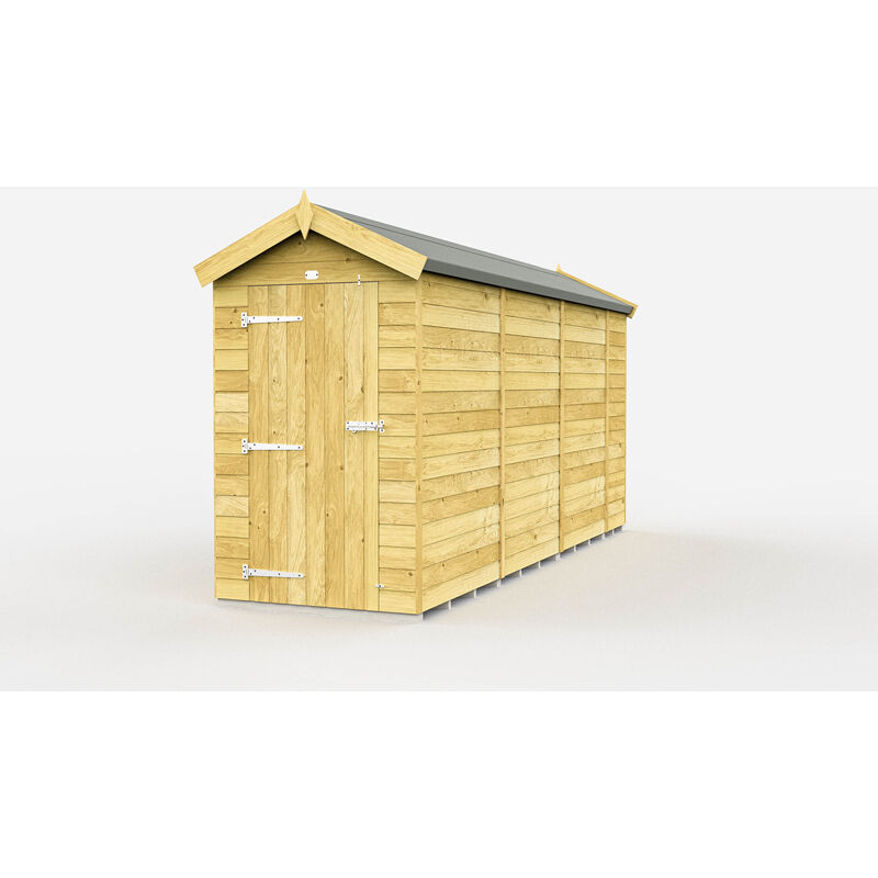 4 x 14 Feet Apex Shed - Single Door Without Windows - Wood - L417 x W118 x H217 cm