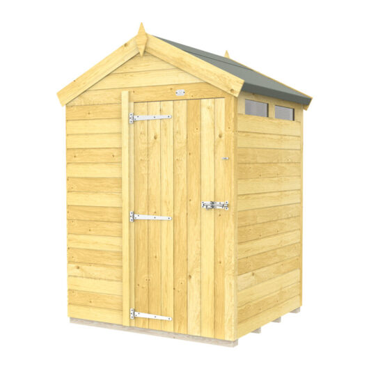 5 x 4 Feet Apex Security Shed - Single Door - Wood - L127 x W147 x H217 cm