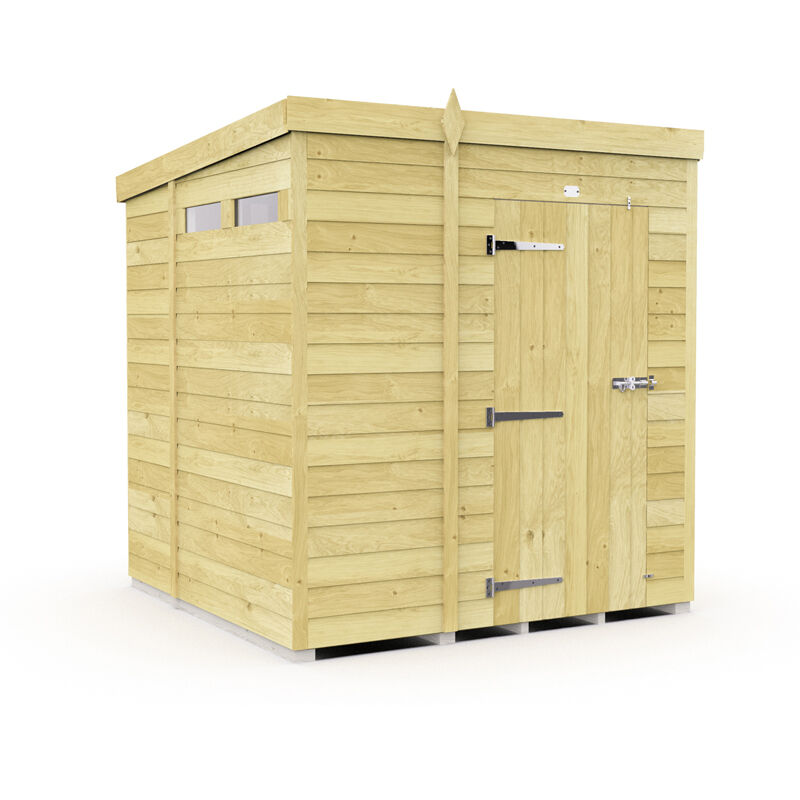 5 x 6 Feet Pent Security Shed - Single Door - Wood - L178 x W158 x H201 cm