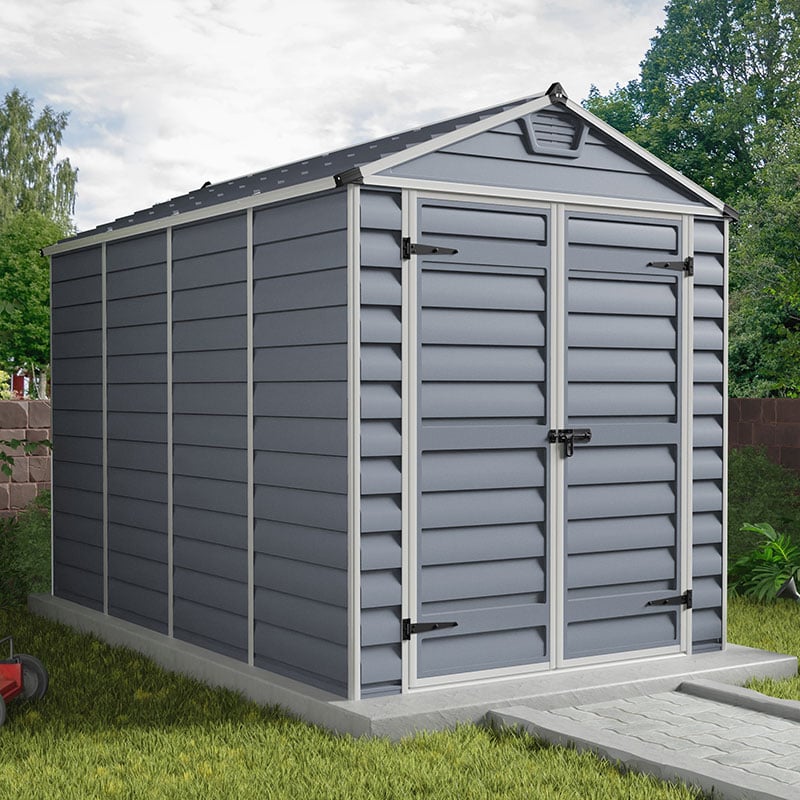 6' x 10' Palram Canopia Grey Skylight Apex Plastic Shed (1.85m x 3.04m)