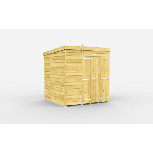 6 x 7 Feet Pent Shed - Double Door Without Windows - Wood - L214 x W185 x H201 cm