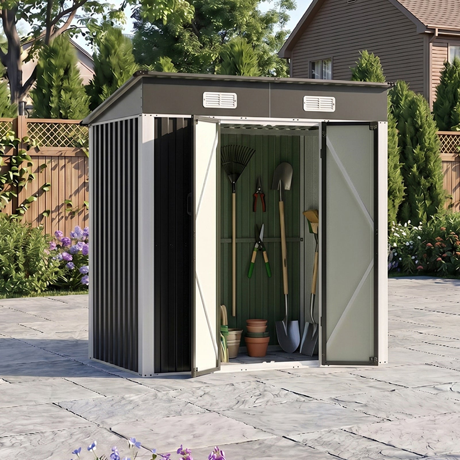 6x4FT Outdoor Metal Garden Storage Shed